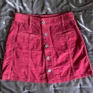 maroon corduroy mini skirt